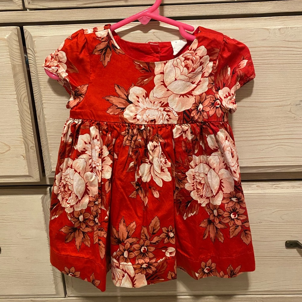 Red Floral Dress - baby Gap- 6-12 months